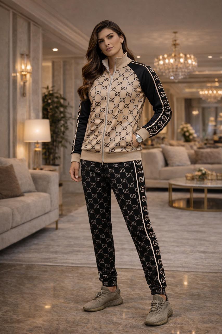 Sandstone Signature Turkish Tracksuit – Beige & Ebony