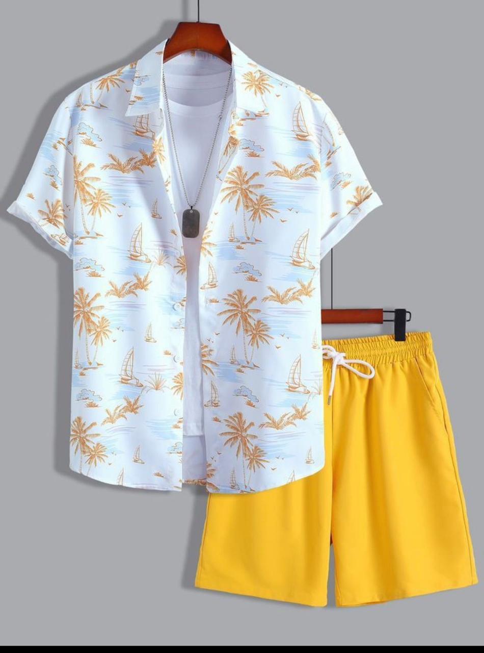 Tropical Breeze Shirt & Shorts Set – Yellow