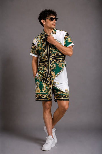Imperial Baroque Shirt & Shorts Set – Green